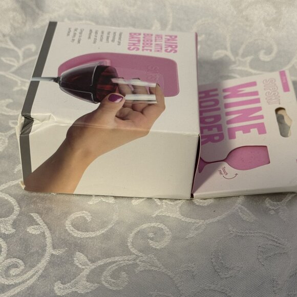Sipski Wine Holder Pink Self-Care Essentials Bathtub Relax Gift - Picture 4 of 5